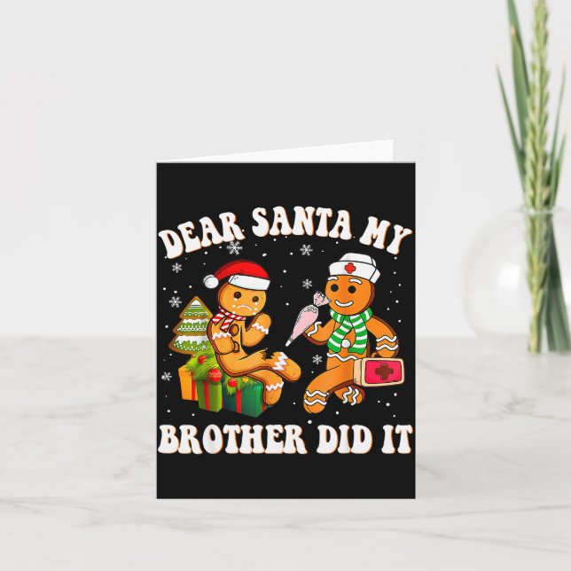 Cookie Dear Santa My Brother Did It Funny Christma Karte (Vorderseite)