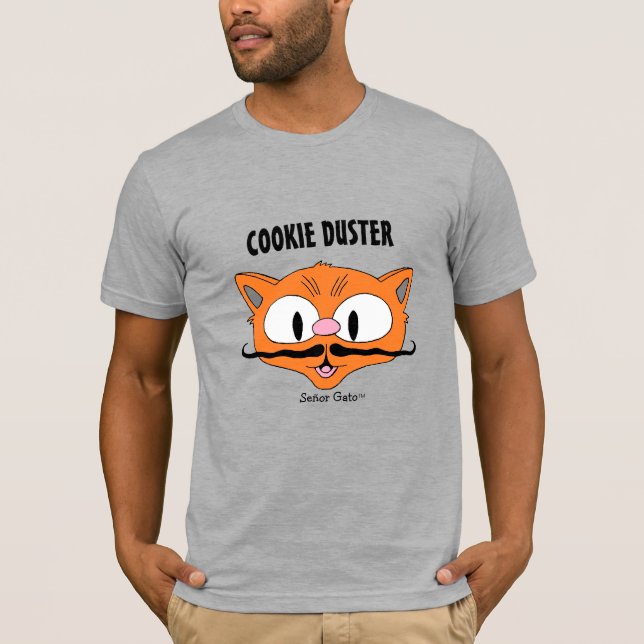 COOKIE DUSTER Funny Cartoon Mustache Cat T-Shirt (Vorderseite)