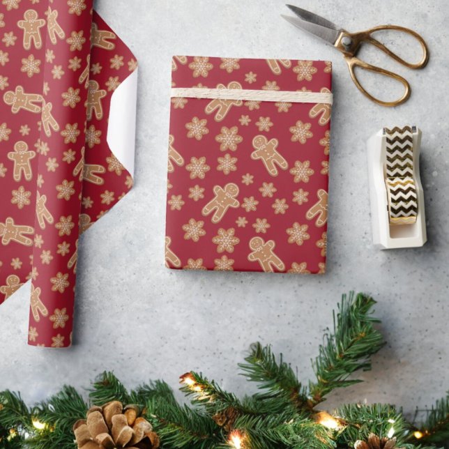 Cookie Exchange Holiday Party Gingerbread Burgund Geschenkpapier (Von Creator hochgeladen)