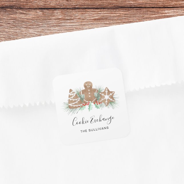 Cookie Exchange Quadratischer Aufkleber (Von Creator hochgeladen)
