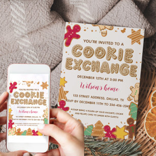Cookie Exchange Weihnachtsfeiertage Party Einladun Einladung