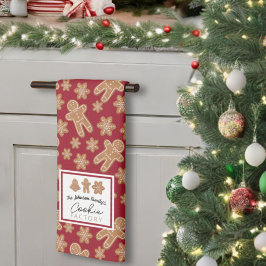 Cookie Factory Familie Name Gingerbread Burgund Geschirrtuch