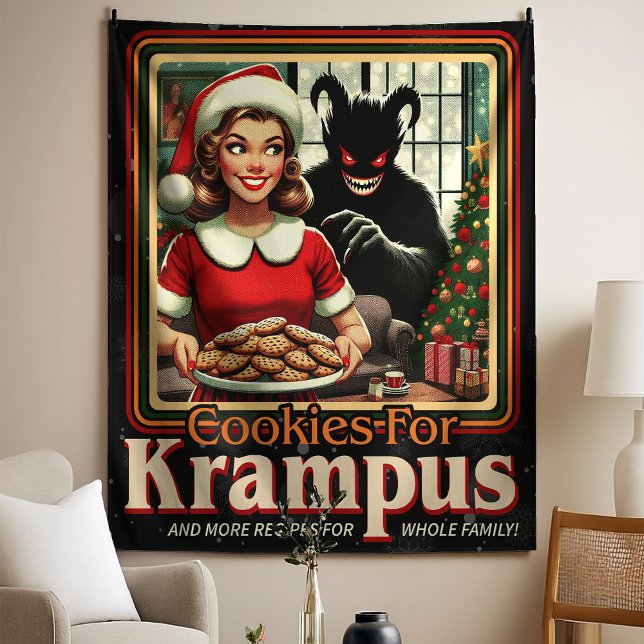 Cookie For Krampus Merry Krampus Christmas Horror Wandteppich (Von Creator hochgeladen)