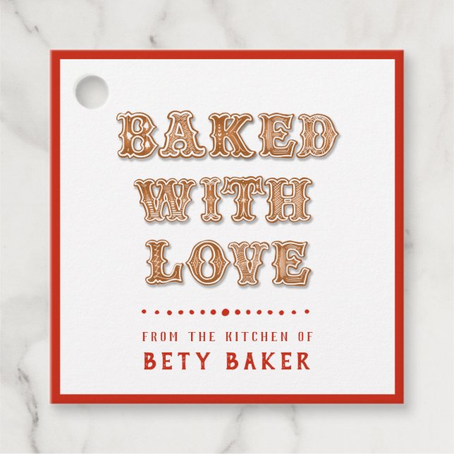 Cookie | Gebacken mit Liebe aus der Küche von Geschenkanhänger (Vorderseite)