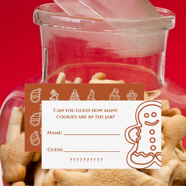 Cookie Guessing Game| Christmas Party Brown Mitteilungskarte (Add this game to your Christmas party, and use this notecard to ensure smooth play. Get yours today!)