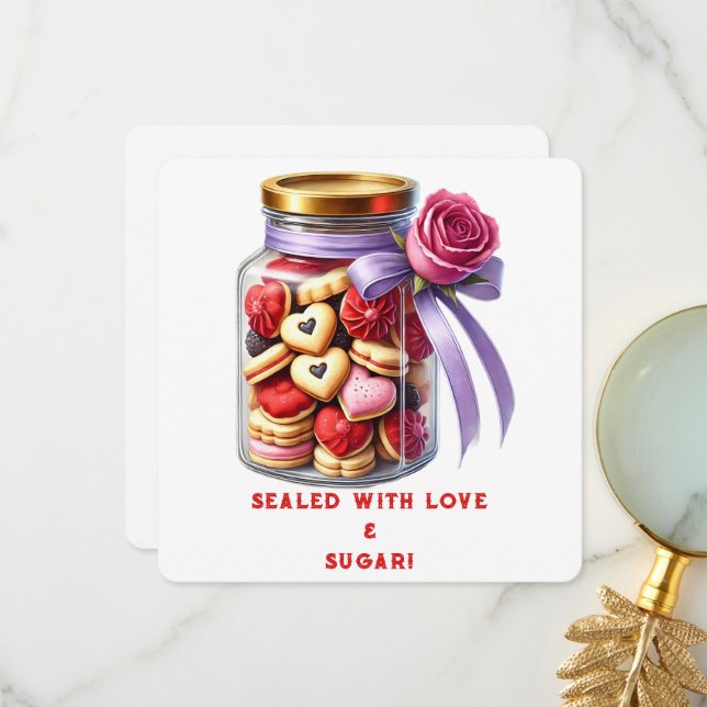 Cookie Jar - Valentine's Day Card Dankeskarte (Vorderseite/Rückseite Beispiel)