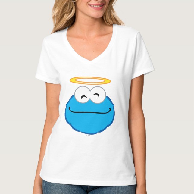 Cookie Lächeln Gesicht mit Halo T-Shirt (Vorderseite)