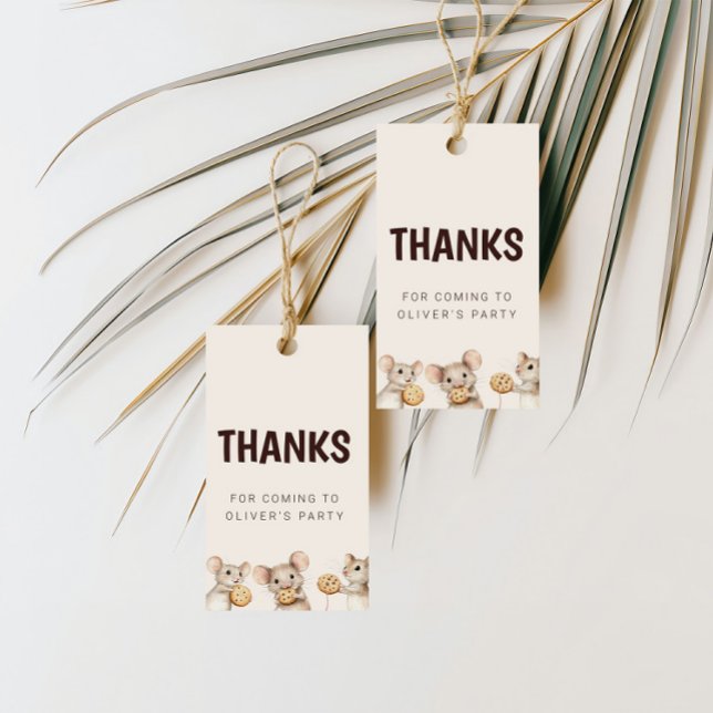 Cookie & Maus Kid Party Vielen Dank für Ihre Unter Geschenkanhänger (Sweet Cookie Mouse Theme Kid Birthday Thank You Favor Tag)