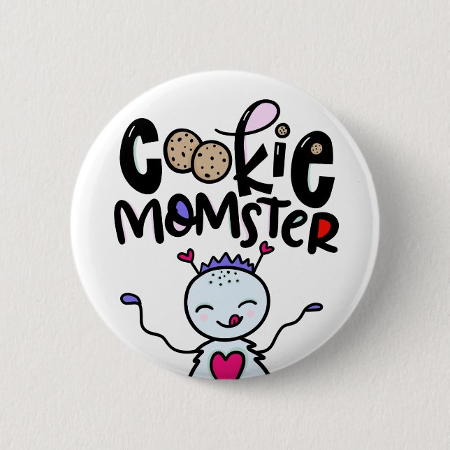 Cookie Momster, handgezogen Button (Vorderseite)
