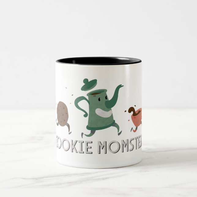 Cookie Momster Zweifarbige Tasse (Mittel)