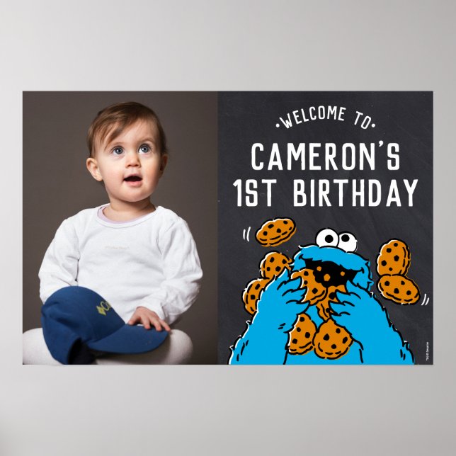 Cookie Monster 1. Geburtstag Begrüßung Poster (Vorne)