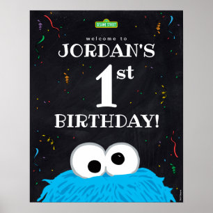 Cookie Monster   1. Geburtstag Begrüßung Poster