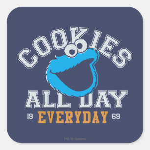 Cookie Monster Alltag Quadratischer Aufkleber