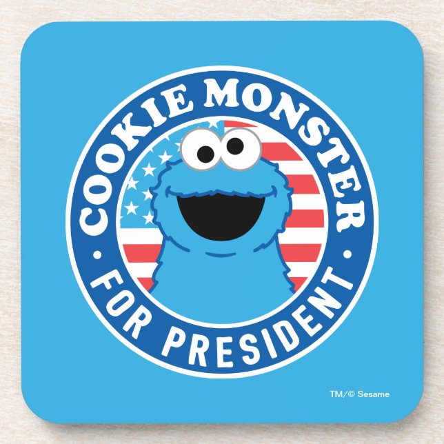 Cookie Monster als Präsident Getränkeuntersetzer (Vorderseite)