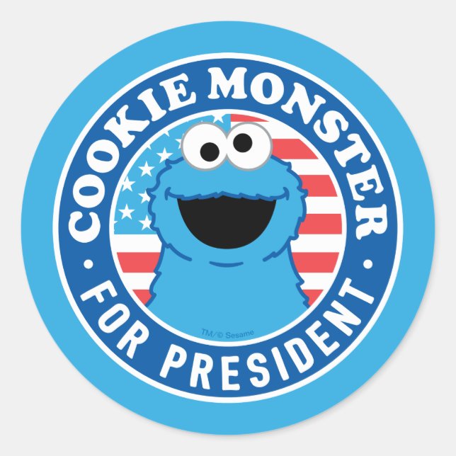Cookie Monster als Präsident Runder Aufkleber (Vorderseite)