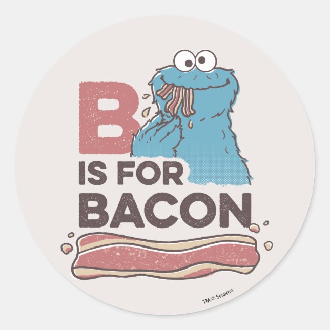 Cookie Monster | B ist für Bacon Runder Aufkleber (Vorderseite)