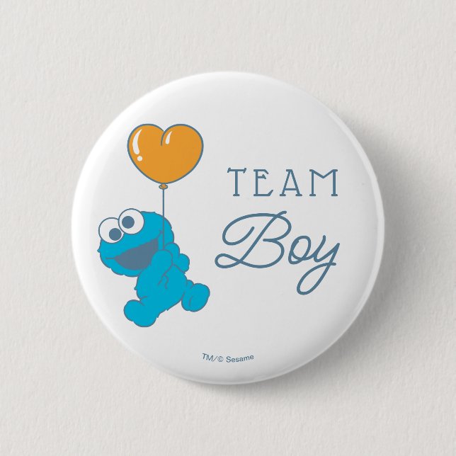 Cookie Monster Baby Shower Team Junge Button (Vorderseite)