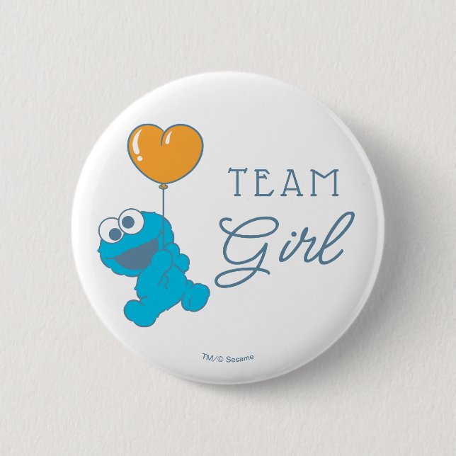 Cookie Monster Baby Shower Team Mädchen Button (Vorderseite)