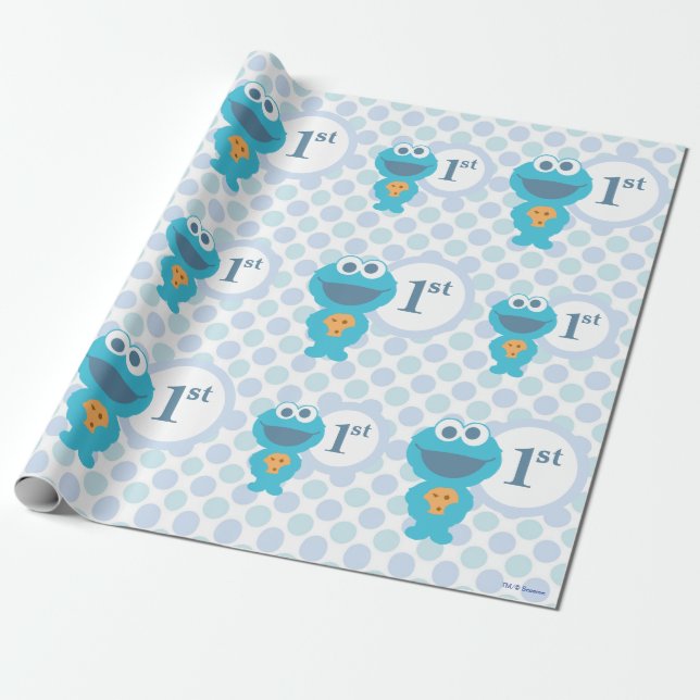 Cookie Monster | Baby's First Birthday Geschenkpapier (Ungerollt)