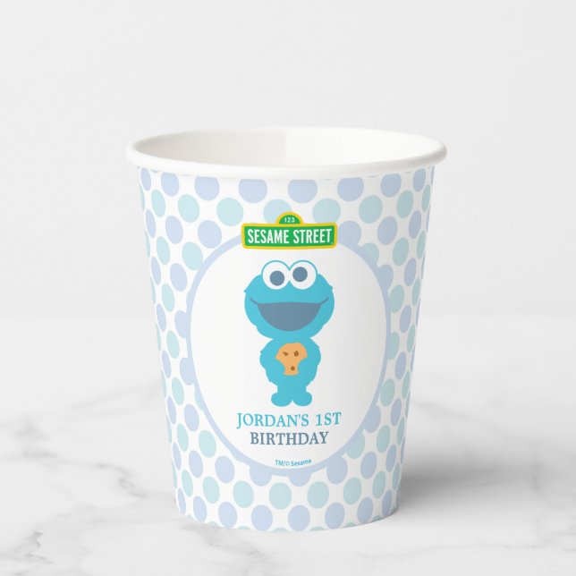 Cookie Monster | Baby's First Birthday Pappbecher (Links)
