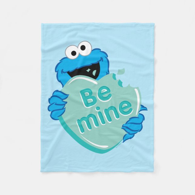 Cookie Monster "Be Mine" Valentine's Heart Candy Fleecedecke (Vorderseite)