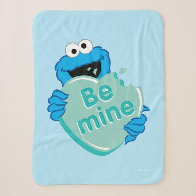 Cookie Monster "Be Mine" Valentine's Heart Candy Sherpadecke (Vorderseite)