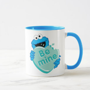 Cookie Monster "Be Mine" Valentinsherz Süßigkeiten Tasse