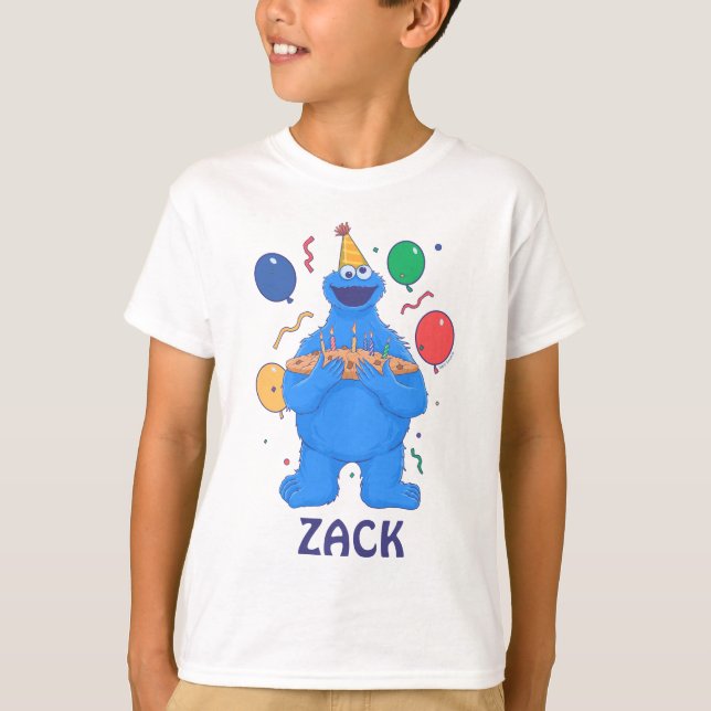 Cookie Monster Birthday Balloons T-Shirt (Vorderseite)