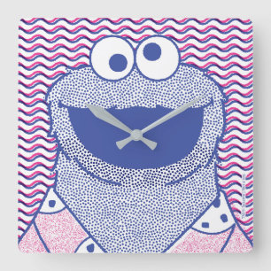 Cookie Monster Button-Down-Cookie-Shirt Quadratische Wanduhr