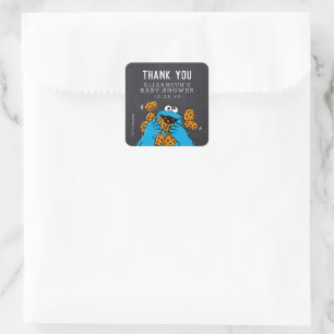 Cookie Monster Chalkboard Baby Dusche Vielen Dank Quadratischer Aufkleber