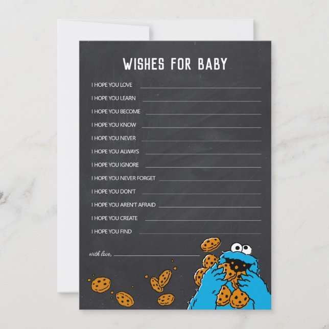 Cookie Monster Chalkboard Baby Dusche Wünsche Mitteilungskarte (Vorderseite)