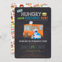 Cookie Monster Chalkboard Food Truck Geburtstag Einladung