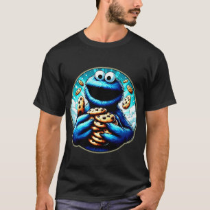 Cookie-Monster, der ein Riesenschokolade-Cookie li T-Shirt