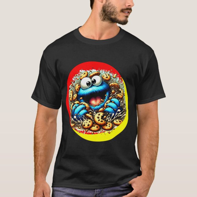 Cookie-Monster, der ein Riesenschokolade-Cookie li T-Shirt (Vorderseite)