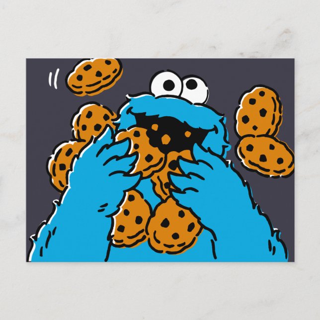 Cookie Monster Eating All the Cookies Postkarte (Vorderseite)