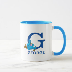 Cookie Monster Eating Cookies Name & Monogram G Tasse