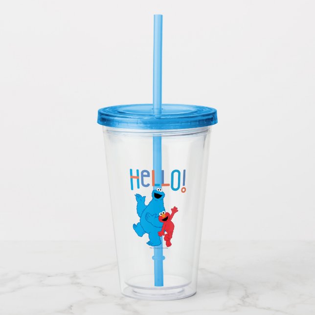 Cookie Monster & Elmo Hallo! Acryltrinkbecher (Vorderseite)