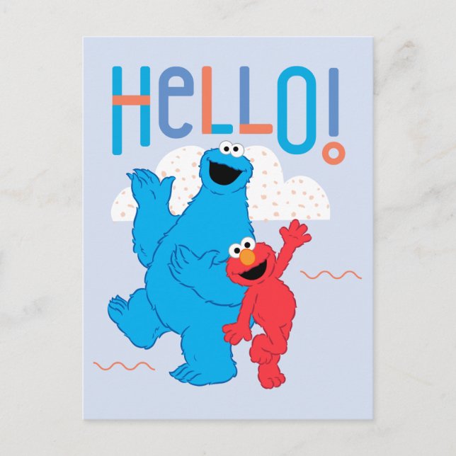 Cookie Monster & Elmo Hallo! Postkarte (Vorderseite)