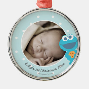 Cookie Monster   Erste Weihnachten - Name hinzufüg Ornament Aus Metall