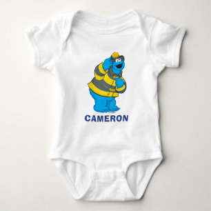 Cookie Monster Fireman Costume Baby Strampler