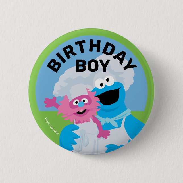 Cookie Monster Food Truck Birthday Boy Button (Vorderseite)