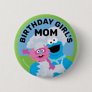 Cookie Monster Food Truck Birthday Girl's Mama Button