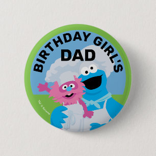 Cookie Monster Food Truck Birthday Girl's Vater Button