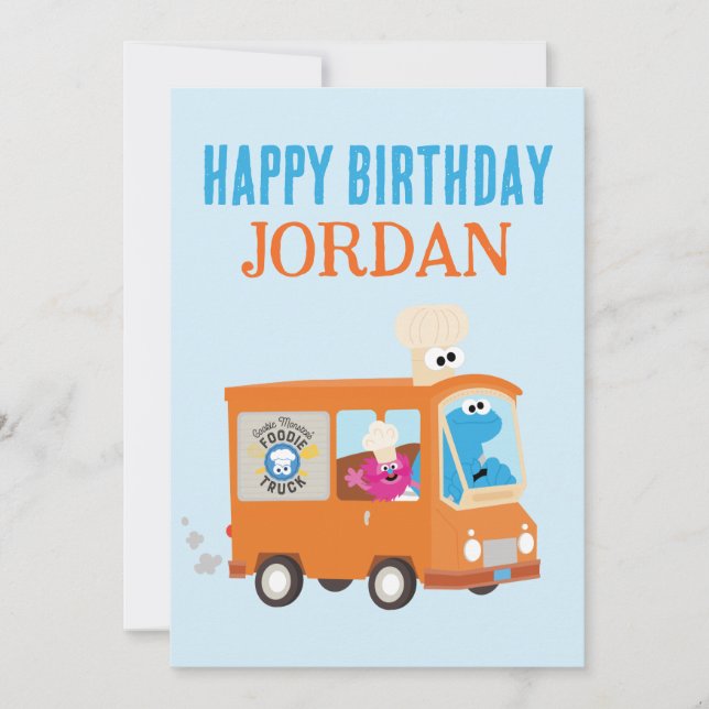 Cookie Monster Food Truck Happy Birthday (Vorderseite)