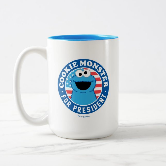 Cookie Monster für den Präsidenten Zweifarbige Tasse (Links)