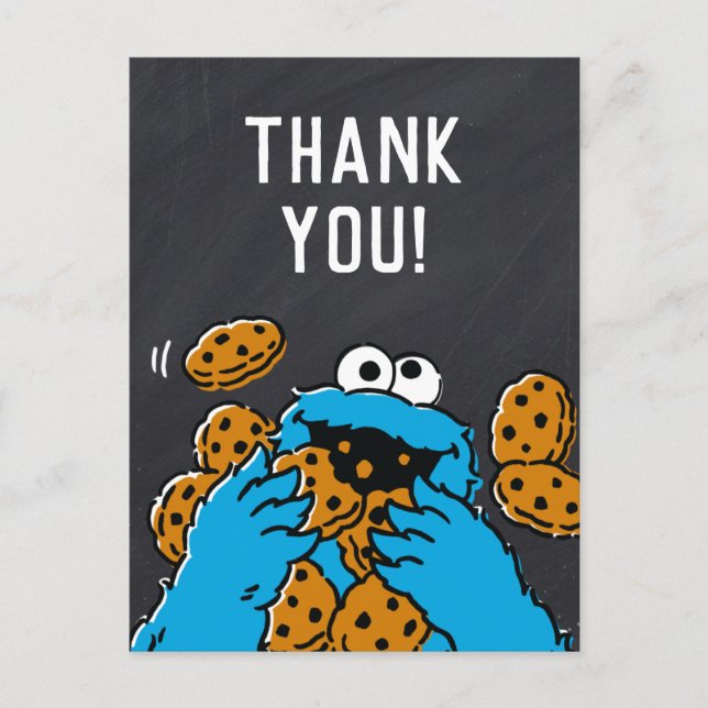 Cookie Monster Geburtstag Chalkboard Vielen Dank Postkarte (Vorderseite)