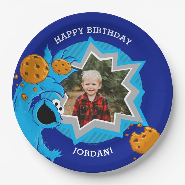 Cookie Monster Geburtstag Pappteller (Vorderseite)