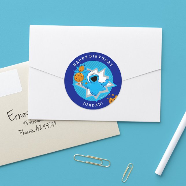 Cookie Monster Geburtstag Runder Aufkleber (Von Creator hochgeladen)