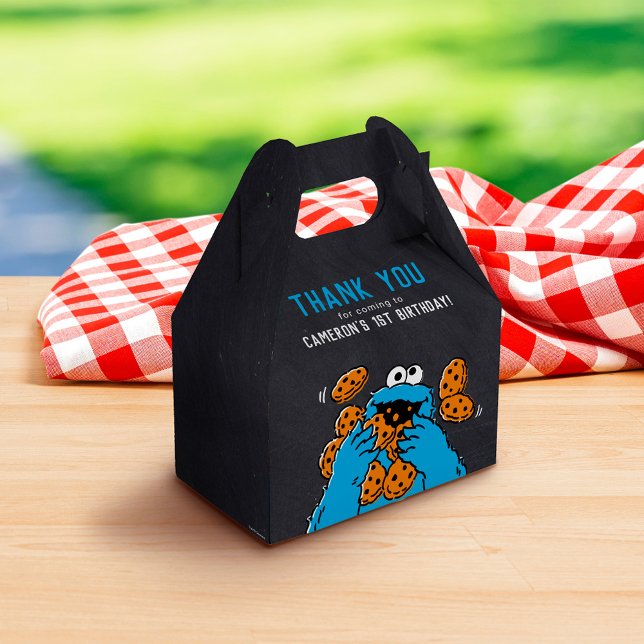 Cookie Monster Geburtstagskappe Geschenkschachtel (Favor Box on table)