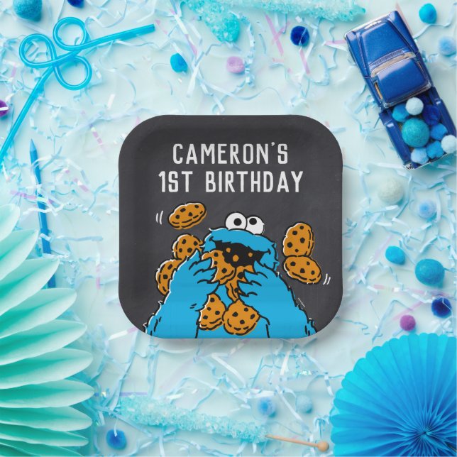 Cookie Monster Geburtstagskappe Pappteller (Party)